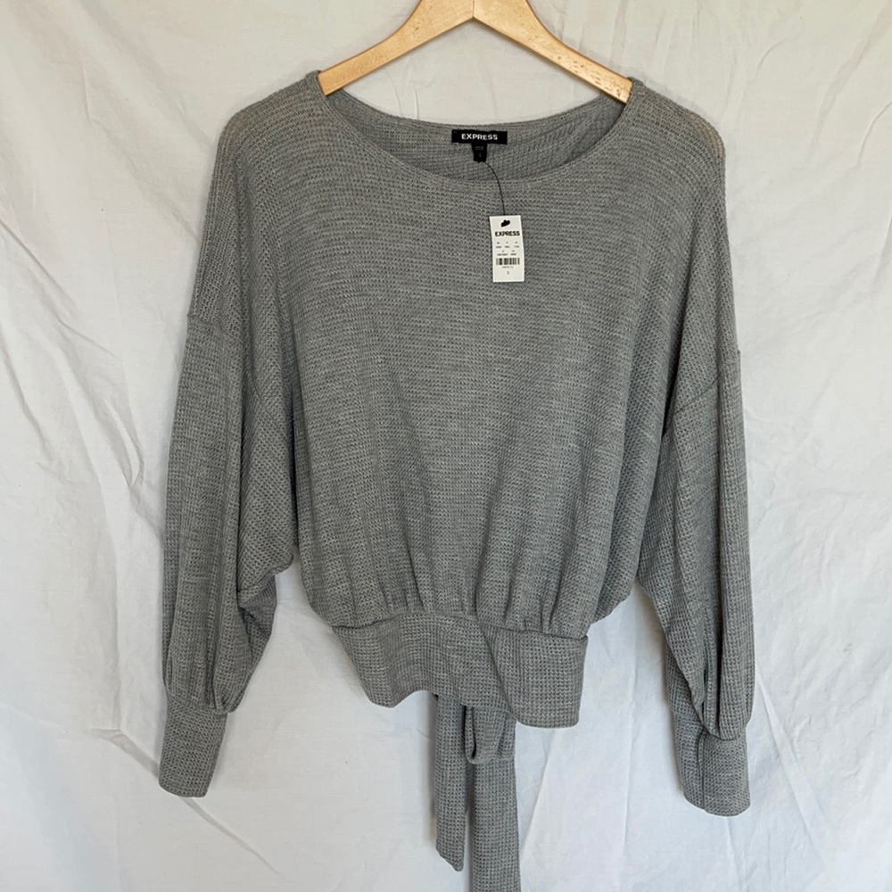 Gray Express Tie Sweater